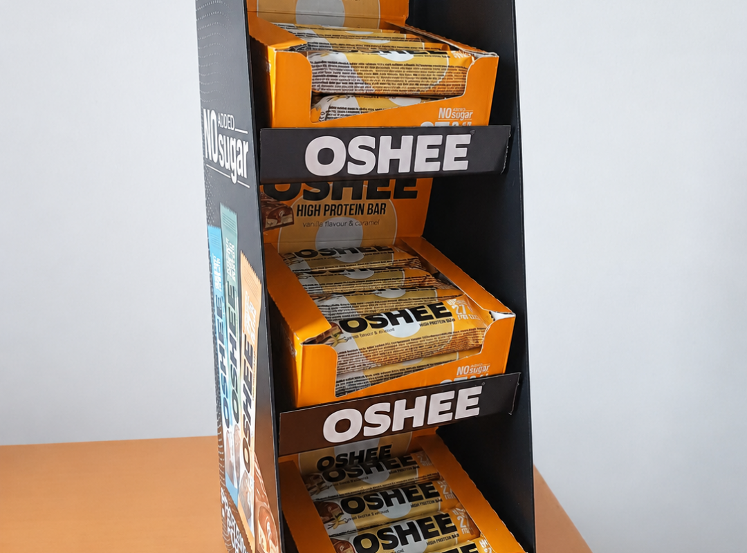 Ekspozytor POS z tworzywa OSHEE | Display na batony proteinowe